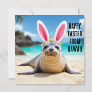 Hawaiian munk försegling med bunny öron julkort