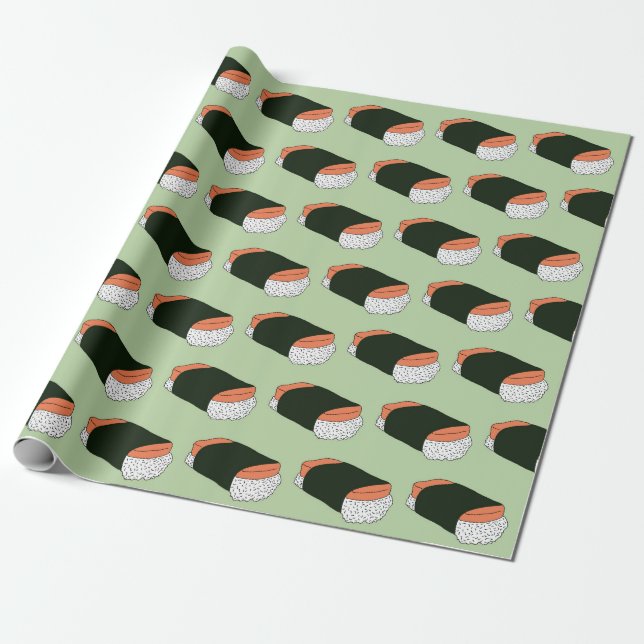 Hawaiian Musubi Food Patterned Birthday Presentpapper (Utrullad)