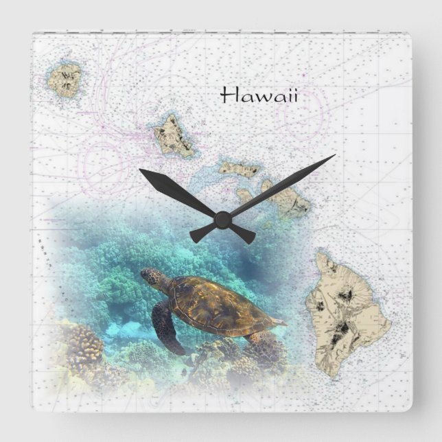 Hawaiian Nautical Karta klocka (Framsida)