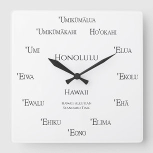 Hawaiian Numbers Anpassningsbar City Land Time Zon Fyrkantig Klocka