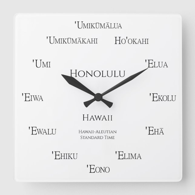 Hawaiian Numbers Anpassningsbar City Land Time Zon Fyrkantig Klocka (Framsida)