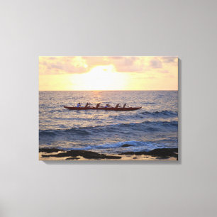 Hawaiian Outrigger Canoe vid Sunset Canvastryck
