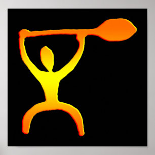 Hawaiian Paddle Man Petroglyph Skriv ut Poster