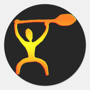 Hawaiian Paddle Man Petroglyph - Sticker Runt Klistermärke