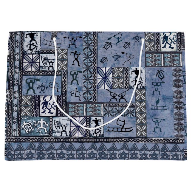 Hawaiian Paddleman Petroglyph Tapa Gift Bag (Framsidan)