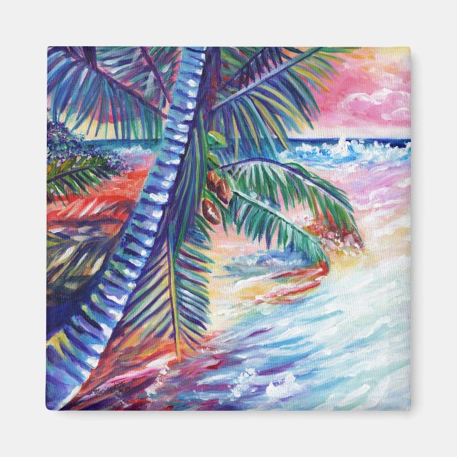 Hawaiian Paradise Coconut Handflatan Kauai Magnet (Framsidan)
