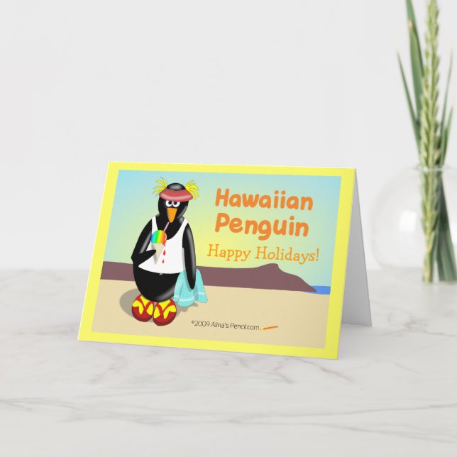 Hawaiian Penguin Julhälsningar kort (Framsida)