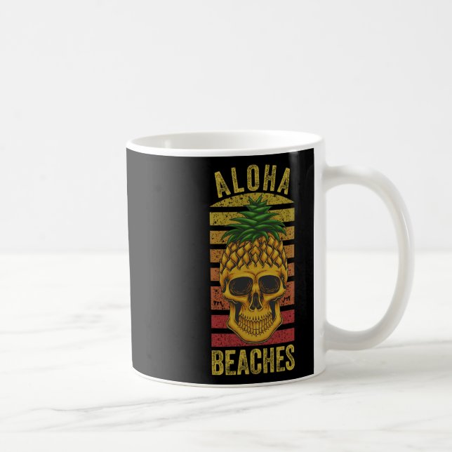 Hawaiian Pineapple Skull Aloha Beacher Funny Hawai Kaffemugg (Höger)