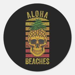 Hawaiian Pineapple Skull Aloha Beacher Funny Hawai Runt Klistermärke