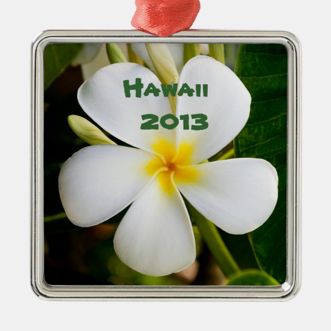 Hawaiian Plumeria Flower Keepsaké Julgransprydnad Metall (Framsidan)