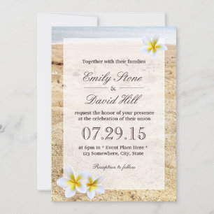 Hawaiian Plumeria Flowers Beach Wedding Inbjudningar