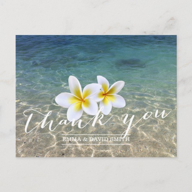 Hawaiian Plumeria Flowers Beach Wedding Tack Vykort (Framsida)