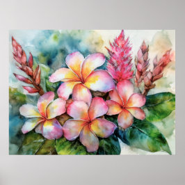 Hawaiian Plumeria och Rosa Ginger Poster