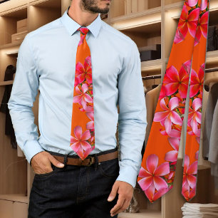 Hawaiian Plumeria Tropical Rosa Blommigt Orange Slips