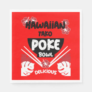 Hawaiian Poke Bowl Tako Poke Pappersservett