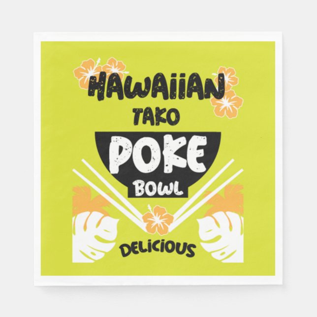 Hawaiian Poke Bowl Tako Poke Pappersservett (Framsidan)