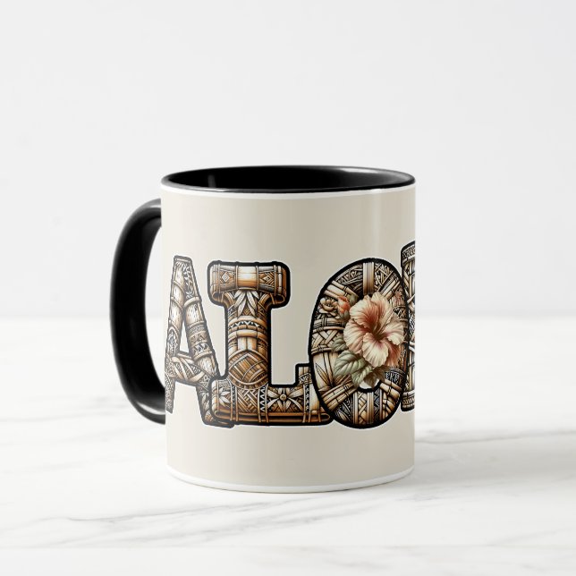 Hawaiian Polynesian Aloha Bamboo Titta Mugg (Framsida vänster)