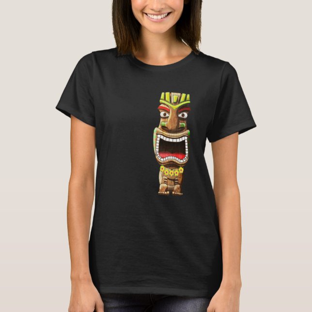Hawaiian Polynesian Tiki Statue T Shirt (Framsida)