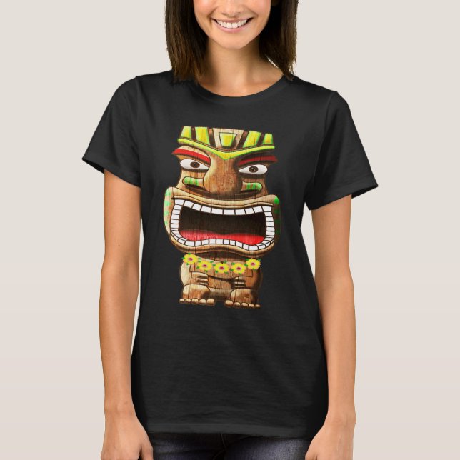 Hawaiian Polynesian Tiki Statue T Shirt (Framsida)