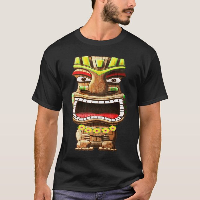 Hawaiian Polynesian Tiki Statue T Shirt (Framsida)