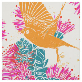 Hawaiian Print Akepa och Lehua Fabric Tyg
