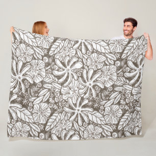 Hawaiian Print Naupaka ilima tiare-blommor Fleecefilt