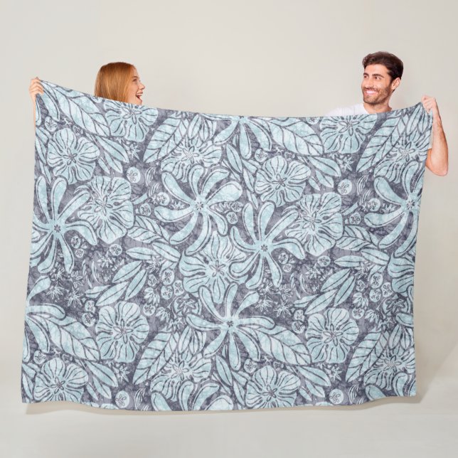 Hawaiian Print Naupaka ilima tiare-blommor Fleecefilt (På plats)