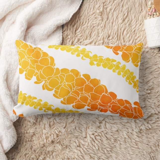Hawaiian Print Puakenikeni lei Lumbarkudde (Filt)