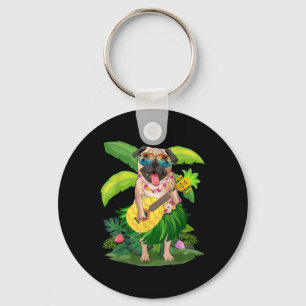 Hawaiian Pug Hund& Pineapple Ukulele Summer Va Nyckelring