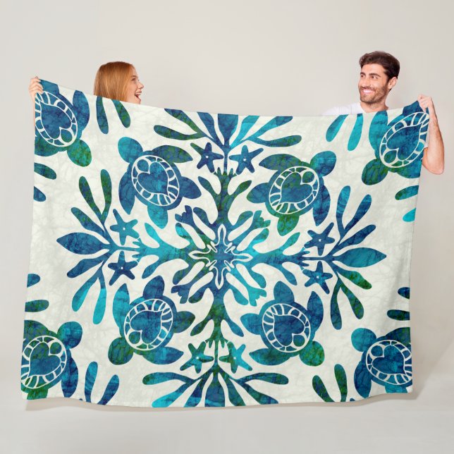 Hawaiian Quilt Honu (havssköldpadda) Fleecefilt (På plats)