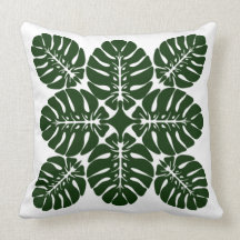 HAWAIIAN QUILT PILLOW- monstera Dekorativ kudde