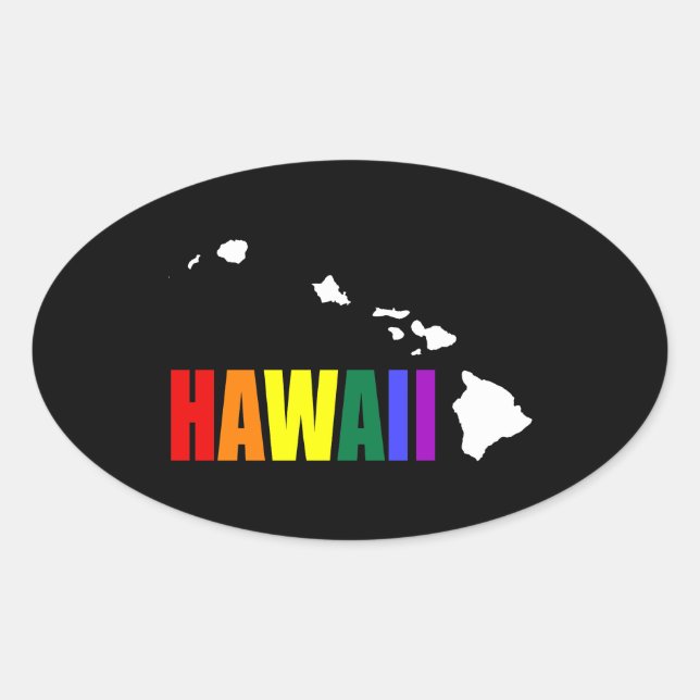 Hawaiian Rainbow 3 Ovalt Klistermärke (Framsida)