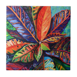 Hawaiian Rainbow Färgad Croton Plant Ceramic Tile Kakelplatta