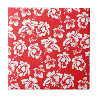 Hawaiian Red Flowers Kakelplatta