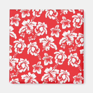 Hawaiian Red Hibiscus Blommigt Print Magnet
