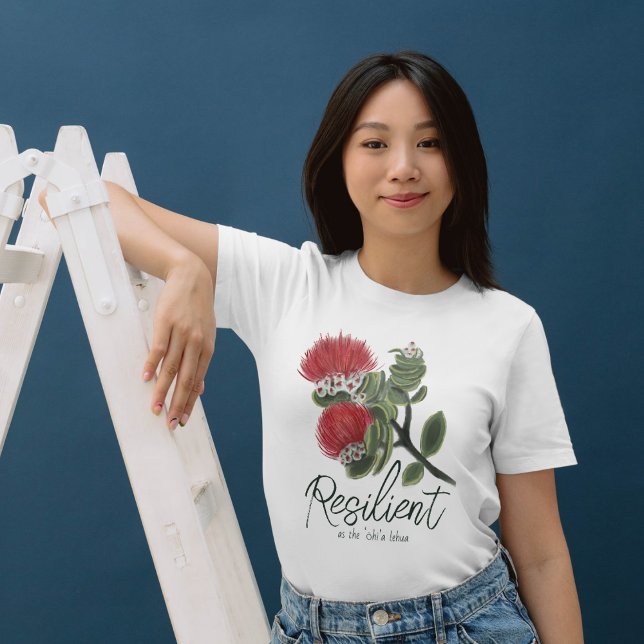 Hawaiian Red Lehua Flower Watercolor Resilience T Shirt (Skapare uppladdad)