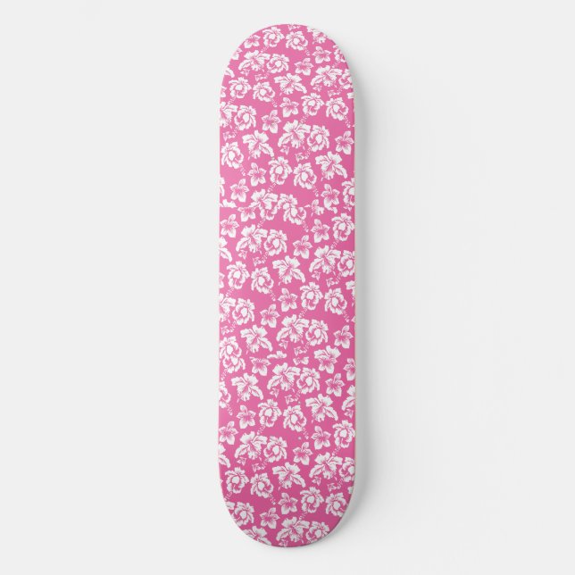 Hawaiian Rosa Flower Mini Skateboard Bräda 18,7 Cm (Framsida)