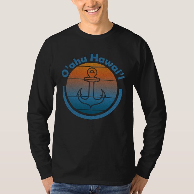 Hawaiian Sailor Anchor  Oahu Hawaii  Sailing T Shirt (Framsida)