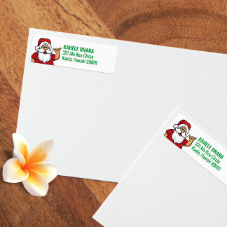 Hawaiian Santa in Red Address Label Returadress Etikett