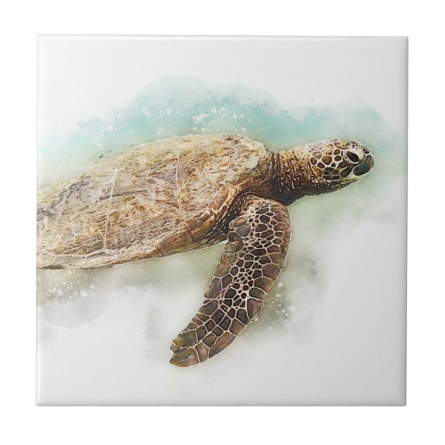Hawaiian Sea Turtle Kakelplatta (Framsidan)