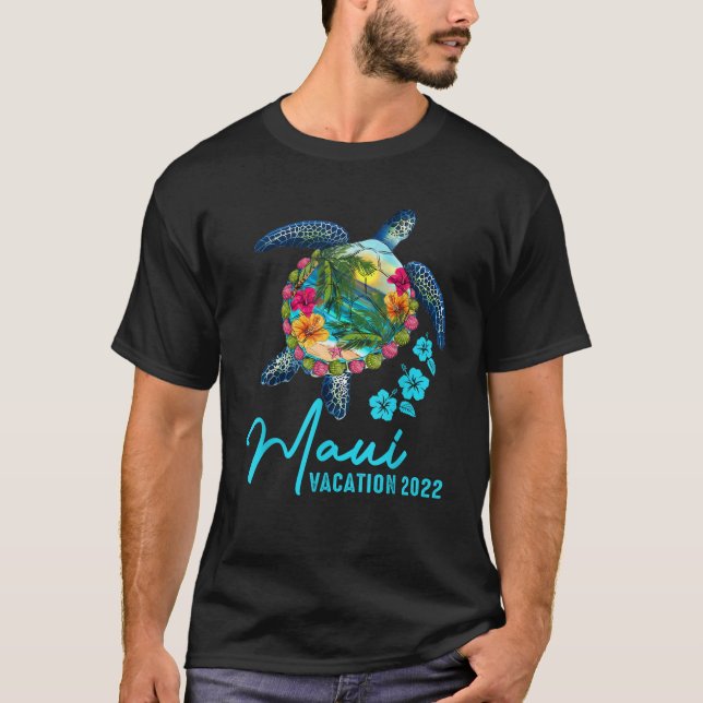 Hawaiian Sea Turtle Maui Matching Family Vacation T Shirt (Framsida)