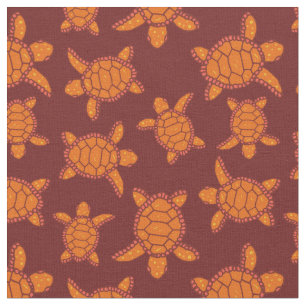 Hawaiian Sea Turtle Orange och Brown Aloha Tyg