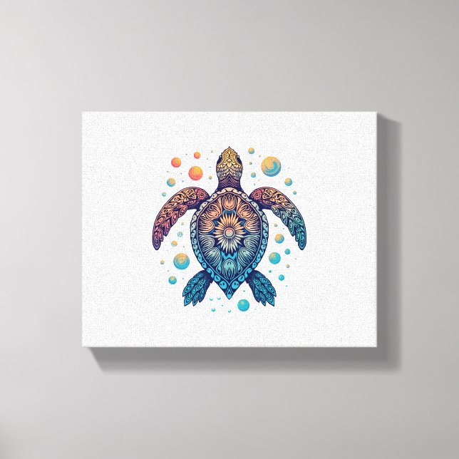 Hawaiian Sea Turtle Tie-Dye Hawaii Vacation Beach Canvastryck (Framsida)