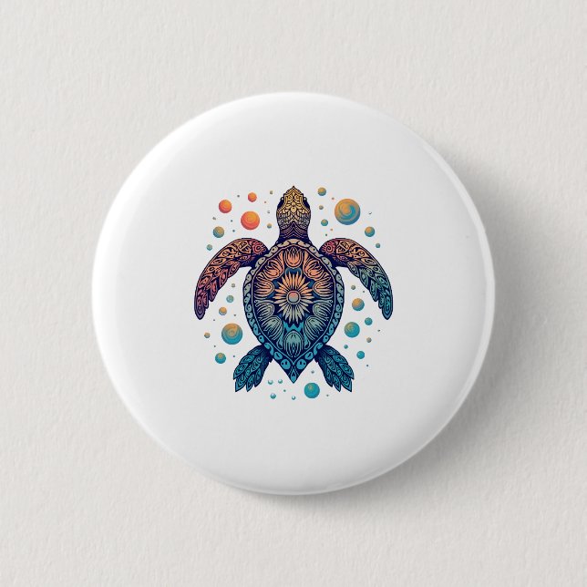 Hawaiian Sea Turtle Tie-Dye Hawaii Vacation Beach Knapp (Framsida)
