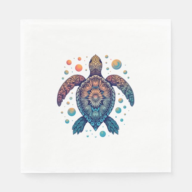 Hawaiian Sea Turtle Tie-Dye Hawaii Vacation Beach Pappersservett (Framsidan)