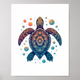 Hawaiian Sea Turtle Tie-Dye Hawaii Vacation Beach Poster