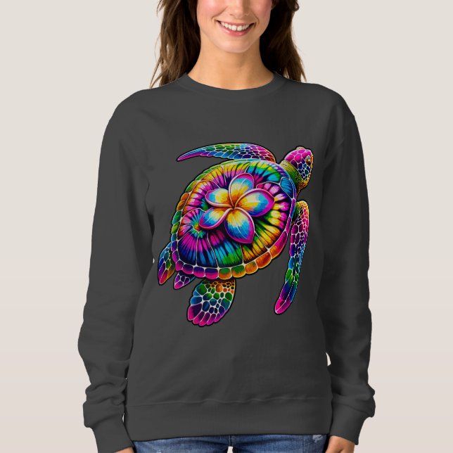 Hawaiian Sea Turtle Tie-Dye Hawaii Vacation Beach T Shirt (Framsida)