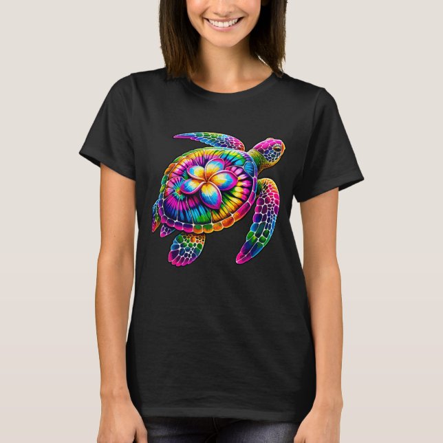 Hawaiian Sea Turtle Tie-Dye Hawaii Vacation Beach T Shirt (Framsida)