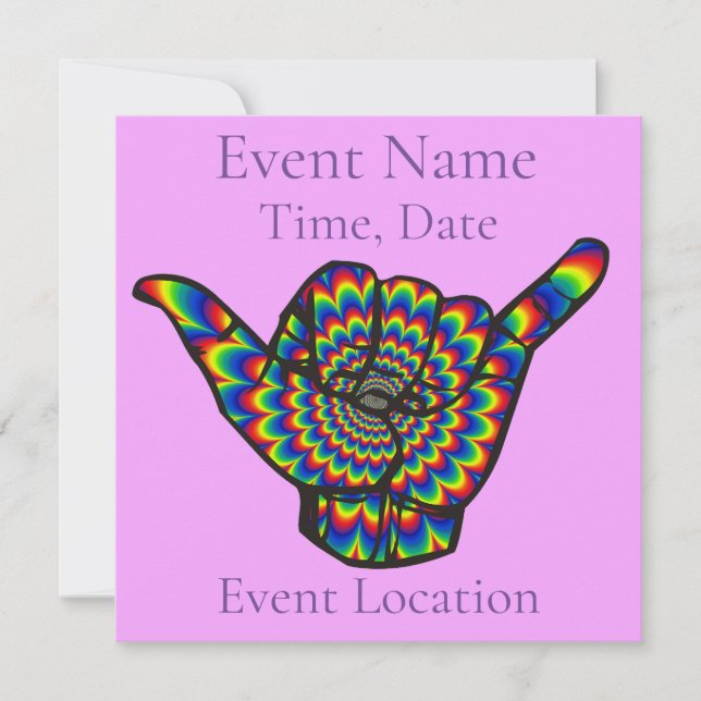 Hawaiian Shaka Psychedelic Thunder_Cove Inbjudningar (Framsida)