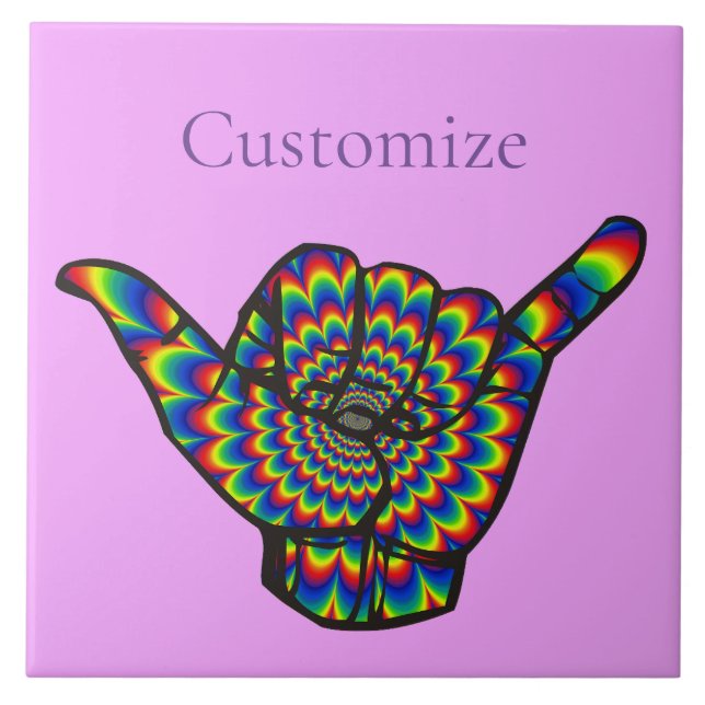 Hawaiian Shaka Psychedelic Thunder_Cove Kakelplatta (Framsidan)